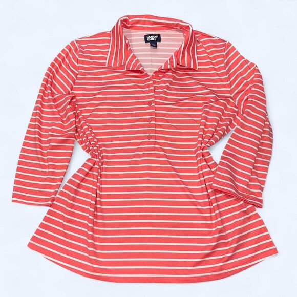 Lands End Coral & White Stripe Top - Picture 1 of 4